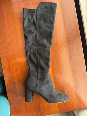Kelly & Katie Black Over-the-Knee Block Heel Boots
